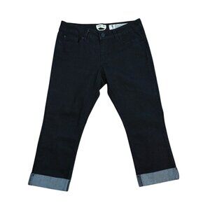 Indigo Rein Womens Black Slim Fit Cropped Jeans Size 9 Cuffed Hem Denim.